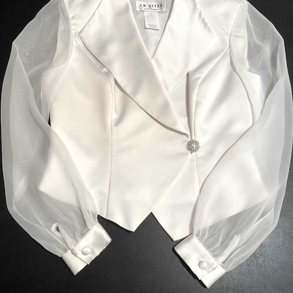 J.R.Nites by Caliendo tuxedo jacket/blouse white size 10 - Picture 7 of 13